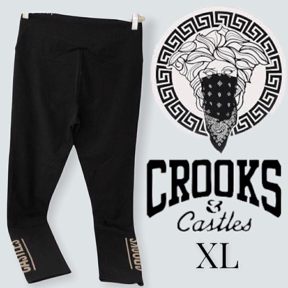 NWT CROOKS & CASTLES Women’s Black Leggings XL - Picture 1 of 5